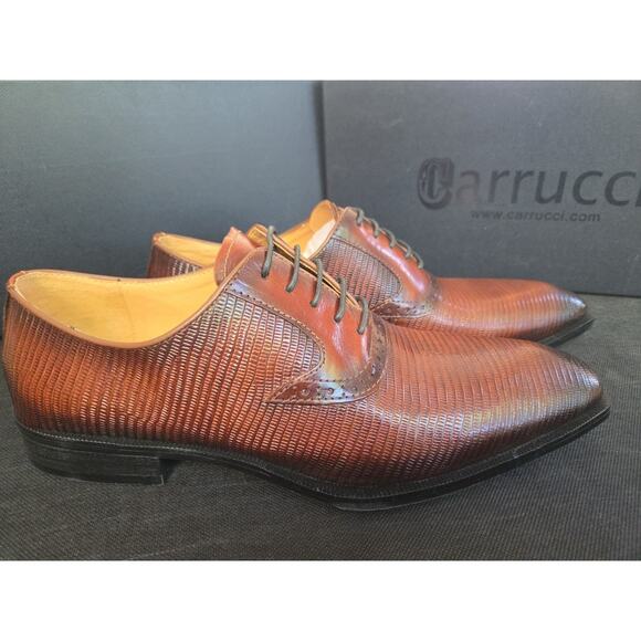 NWB Garrucci Leather Embosset Lizard Leather Loafers Shoes Size 9.5B Cognac main image 5